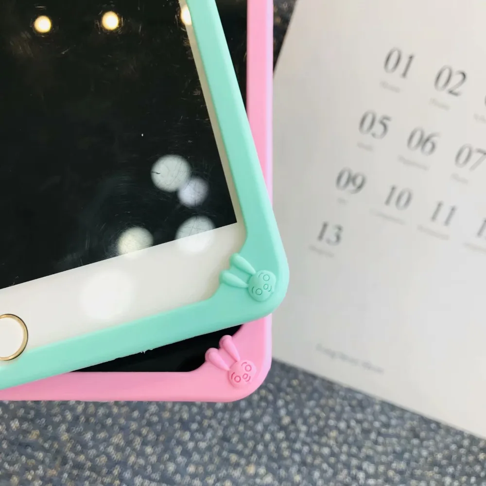 Зеленый Розовый Кролик Силиконовый противоударный чехол для iPad 9,7 Pro 9,7 10,5 Air 2 iPad 2/3/4, 5, 6, мини-платье, на возраст 1, 2, 3, 4, чехол для планшета