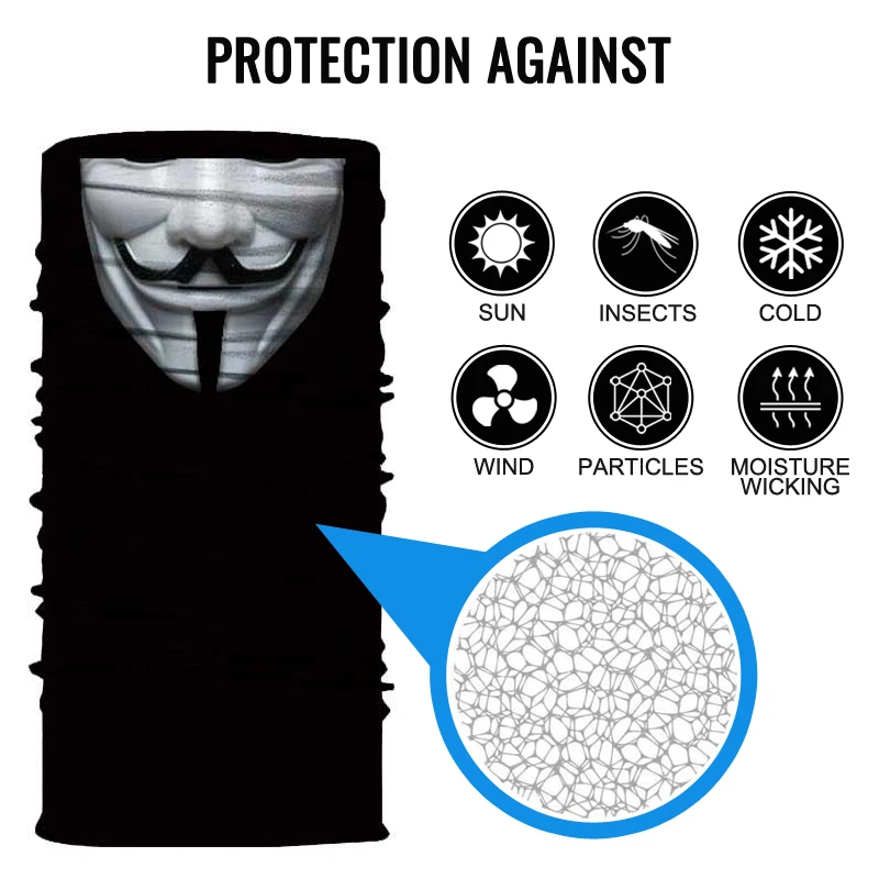 V for Vendetta Face Mask Summer Balaclava windproof Dust Scarf Bicycle Ski Half Bandana For Cycling Fis | Автомобили и мотоциклы