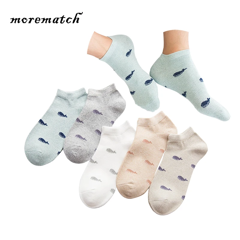 

Morematch 1Pair Men Ankle Sock Cute Three-dimensional Whale Socks Casual Short Socks 5 Colors Optional