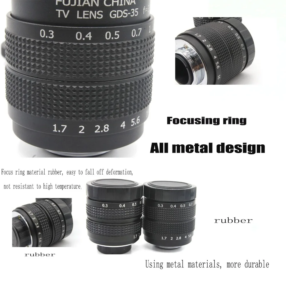 Фуцзянь CCTV 35 мм f1.7 Объектив C крепление для Canon EOS M / M2 M3 и т. д. черный | Электроника