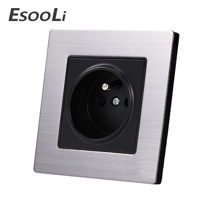 EsooLi 16A For Smart Home Double 250V EU/DE Standard Wall Socket Power Outlet Stainless Steel Panel 146mm*86mm | Обустройство дома