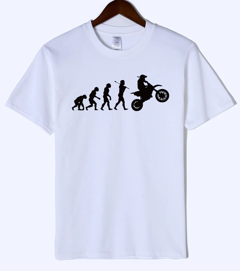 white 1 Dirtbike с изображением процесса эволюции и мотокросса мужская футболка Летняя Повседневная модная мужская футболка хлопок высокое качество короткий рукав футболки - Цвет: white 1