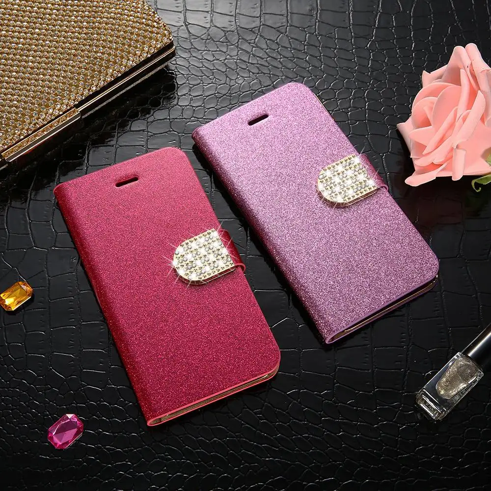 Кожаный чехол KISSCASE для Samsung Galaxy Note 8 5 4 3 S8 Plus S5 S4 S3 блестящий с подставкой и