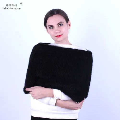 

Модная женская шаль Linhaoshengyue из меха норки, шарф 100%, шарф из меха норки