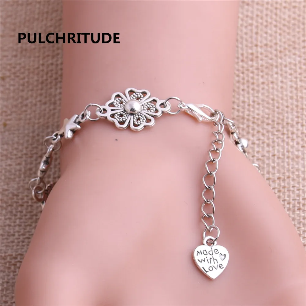 PULCHRITUDE 3 шт. 22 см сплав античная серебряная цепочка браслет звезда очарование Круглый Кабошон База Установка Fit 18*13 мм диаметр для женщин Z0038