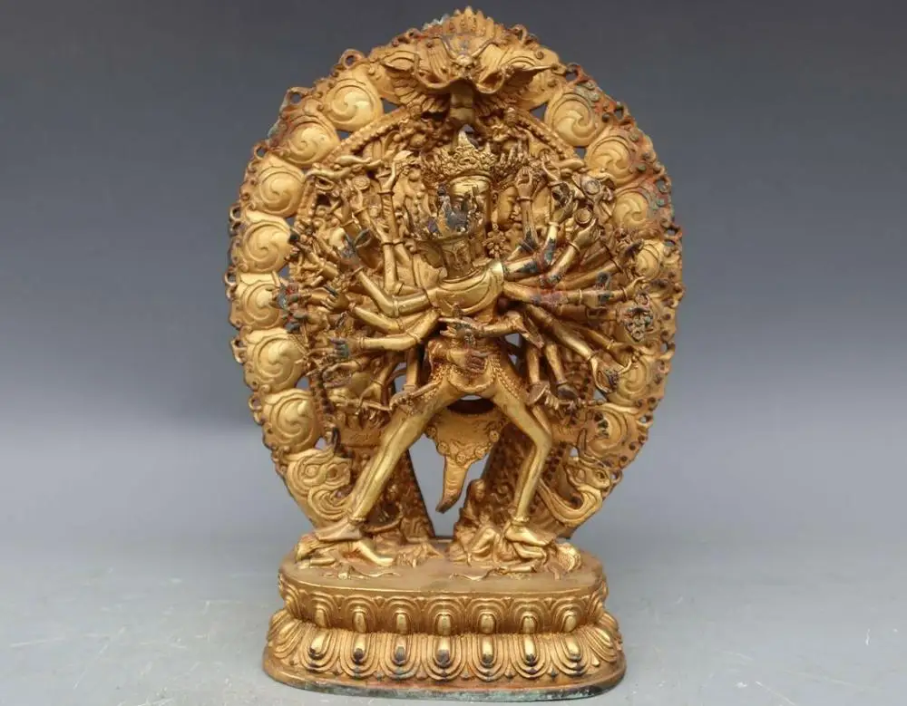 

Храм тибетского буддизма Бронзовая калачакра Mahakala божество статуя Будды