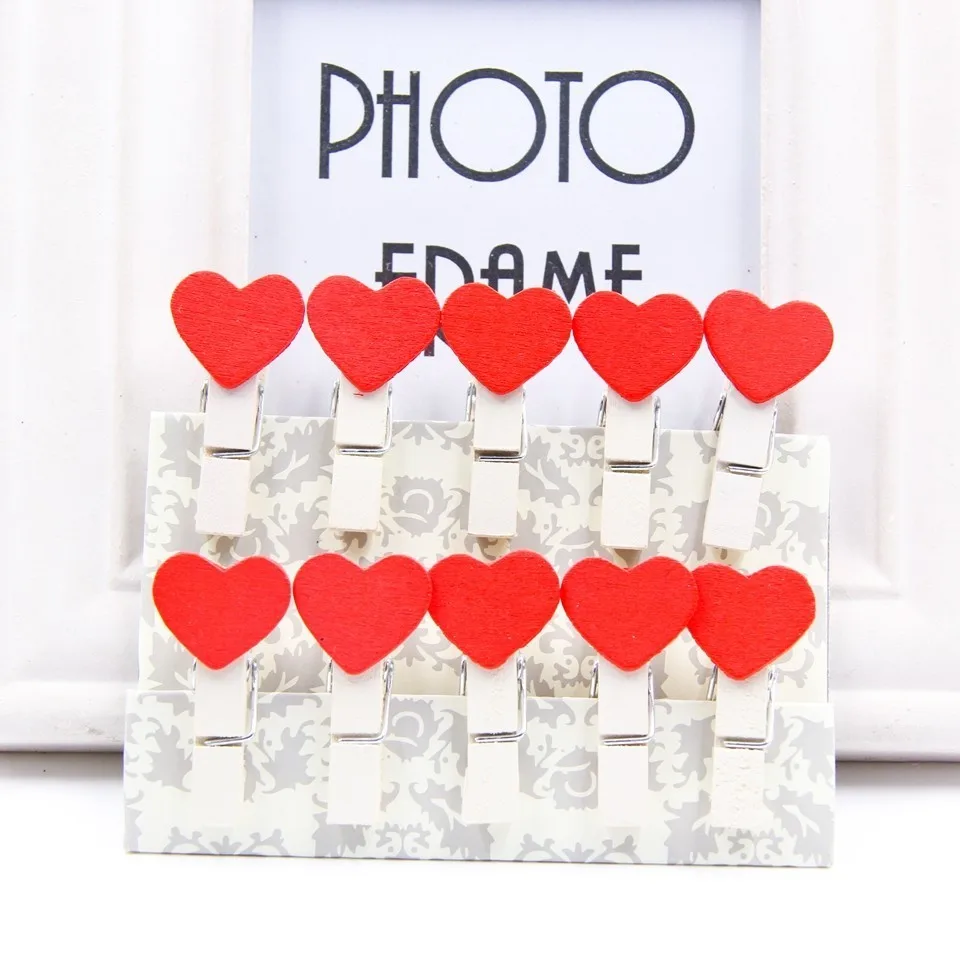 50 шт./лот милые деревянные зажимы в форме сердца для фото прищепки DIY ремесло