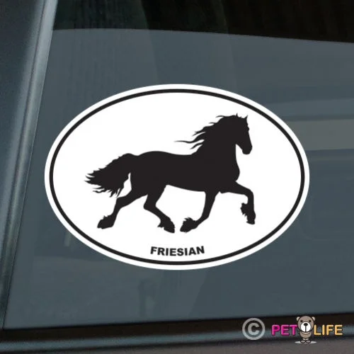Овальная наклейка Friesian высечка виниловая лошадь Бельгийская черная на окно 12 5 х8