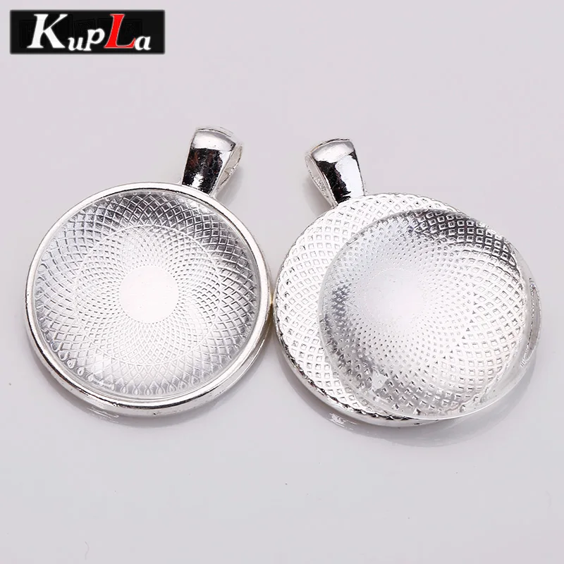 Kupla 25 мм стеклянный кабошон круглый настройки DIY металлические украшения кулоны
