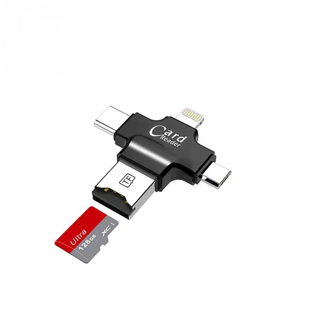 Адаптер для считывания карт памяти Ubit 4 в 1 Type c/Lightning/Micro USB/USB 2 0 адаптер OTG Android