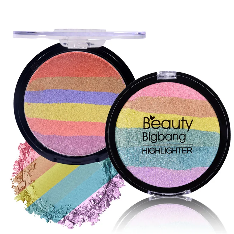 BeautyBigBang, Радужный хайлайтер, косметическая пудра, палитра бронзант, контур, мягкая минеральная палитра для макияжа лица, хайлайтер Maquiagem