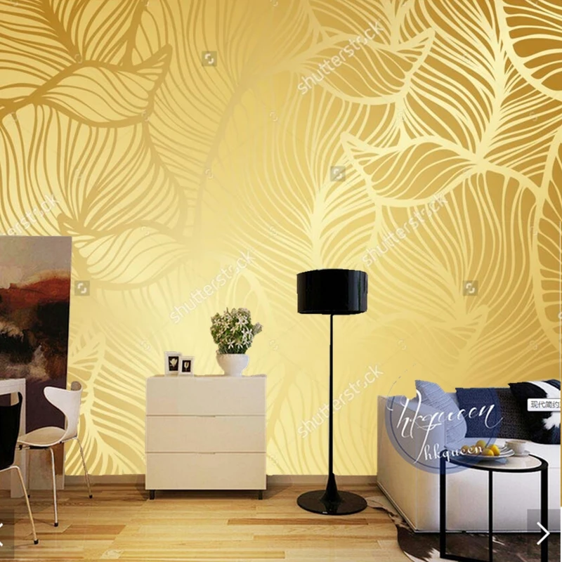 Золотые обои на заказ Ретро с узором современные фрески для гостиной спальни