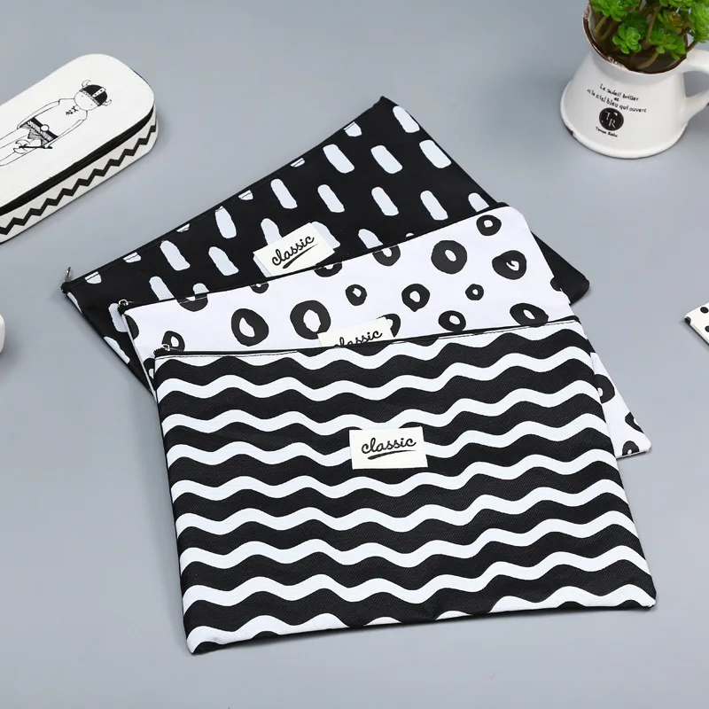 Милый горошек полосы молнии конверт А4 ткань Оксфорд | Канцтовары для офиса и дома