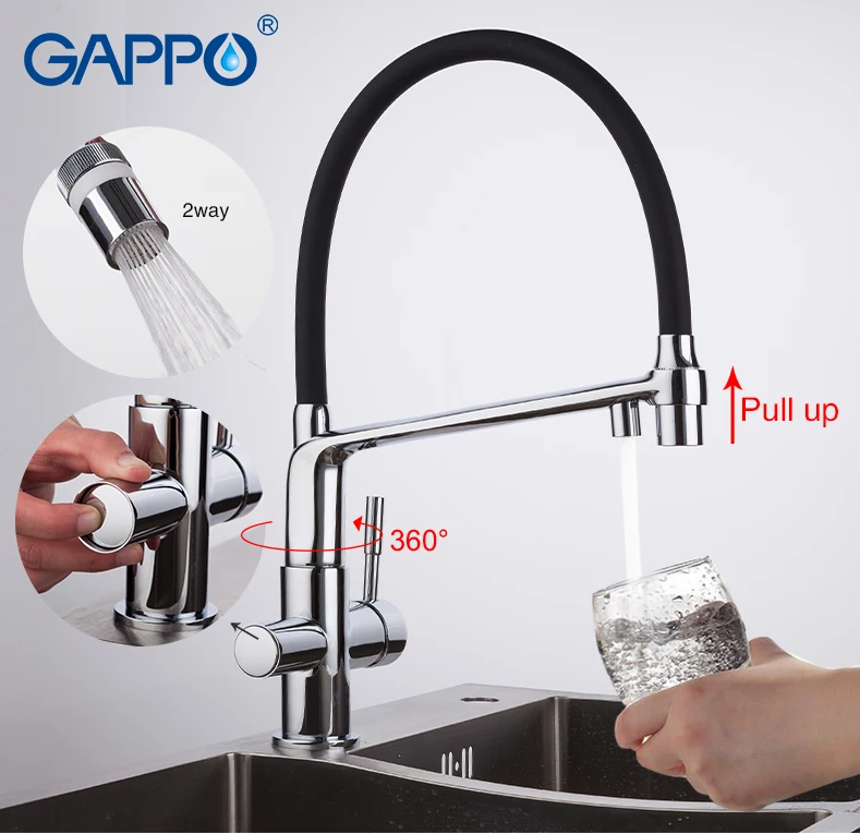 GAPPO черный кухонный кран с фильтруемой водой смесители для кухонной раковины