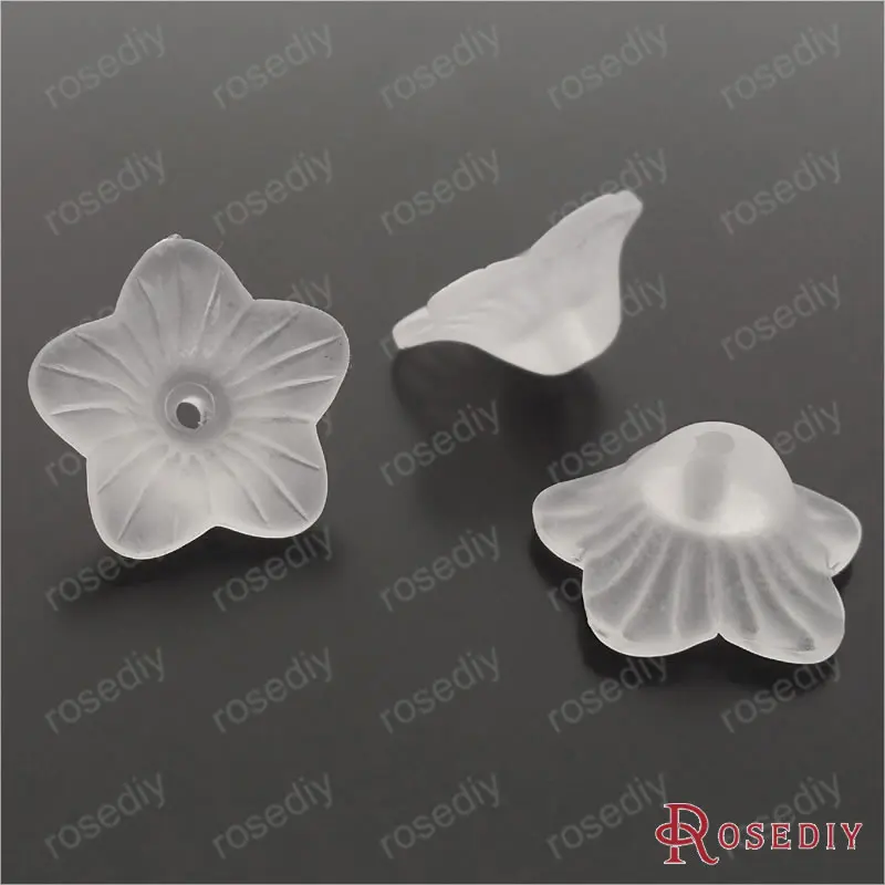 Wholesale 18*9mm Smoke White Flower Acrylic Beads Diy Jewelry Findings Accessories 120g Roughly 155 pieces(JM7162) | Украшения и