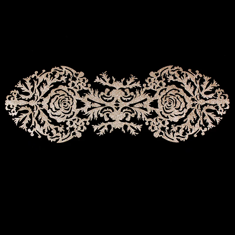 Блестящие золотые Цветочные переводные наклейки из фольги для утюга аппликация