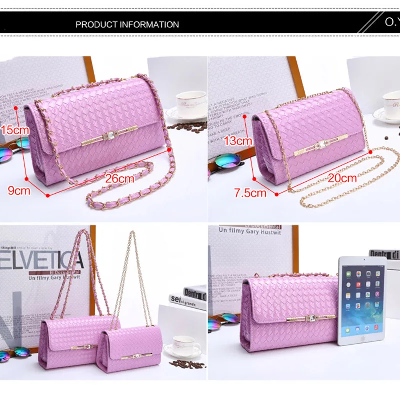 

2019 New Weave Fashion Female Shoulder Messenger Bag Chain Crossbody Bags For Women Leather Handbags Small Clutch Bag Designer