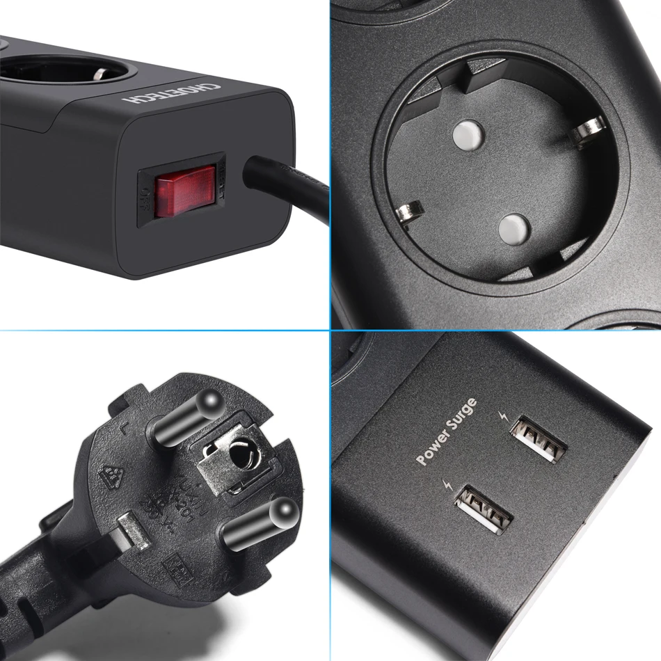 CHOETECH Smart USB Мощность розеток 17 Вт Офис Великобритании США ЕС разъем Зарядное