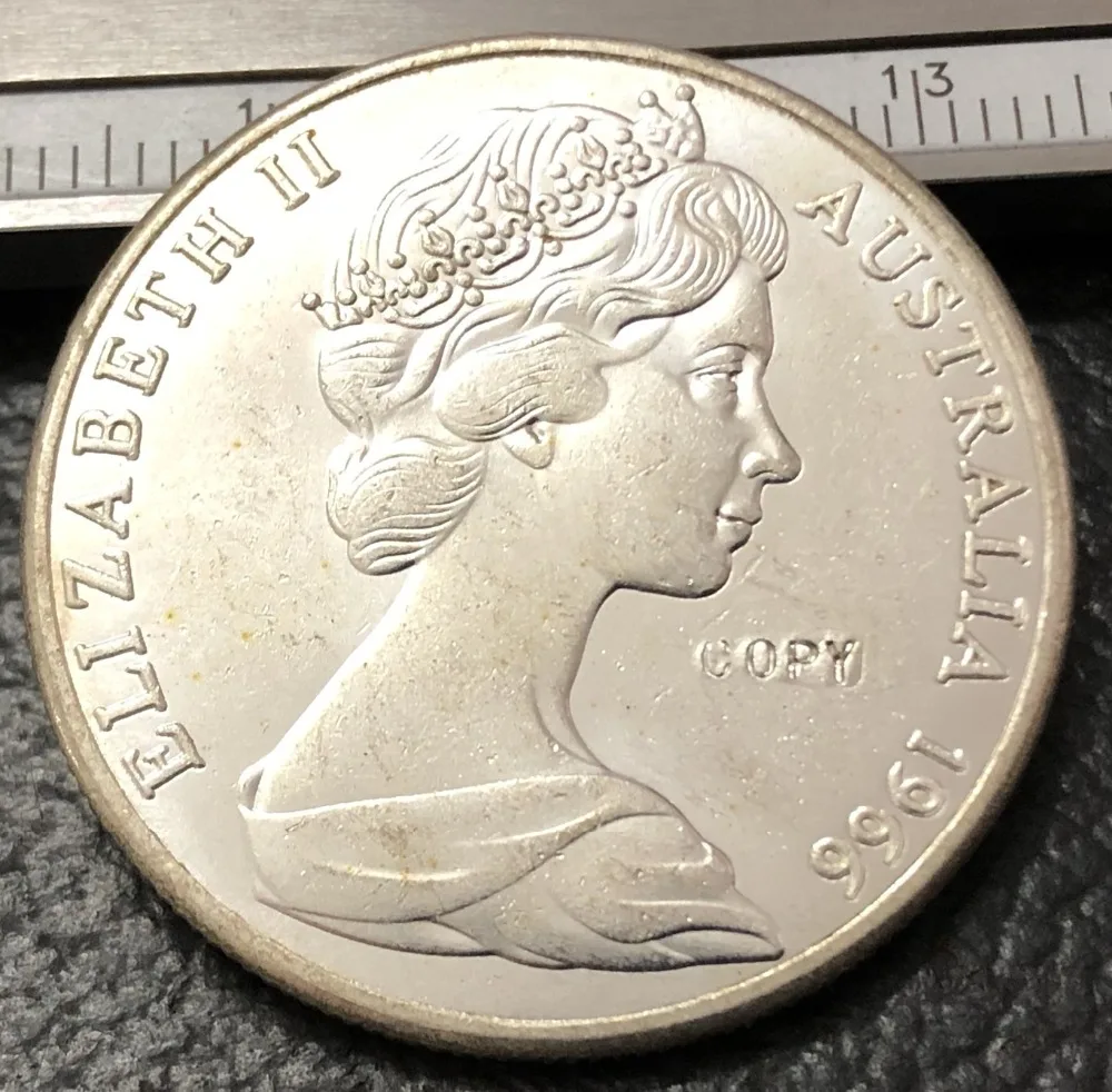 1966 Австралия 50 центов Elizabeth II (2 й портрет круглый тип) копия серебряной