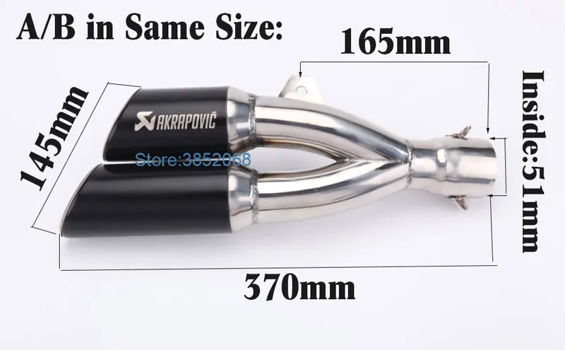 Inlet 51mm Motorbike Refit Exhaust Pipe Double Tube Outlet Muffler Port Thunder Z800 NINJIA300 | Автомобили и мотоциклы