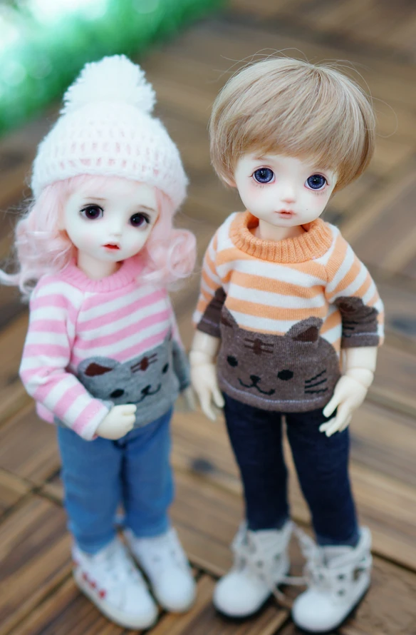 T02-X629 Best children gift 1/6 bjd dolls Accessories handmade clothes lovey cute Striped kitten sweater 1pcs | Игрушки и хобби