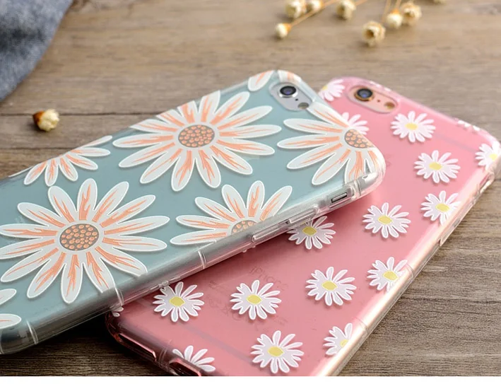 Через цвет дейзи 3D Рельеф Чехол Для iPhone 6 S 4.7 &quot6 s Плюс 5.5&quot мягкие силиконовые