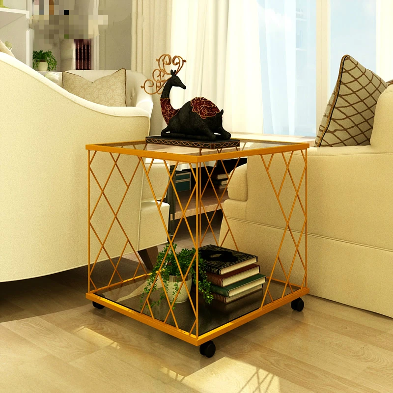 Стеклянный и металлический современный диван Маленький журнальный столик