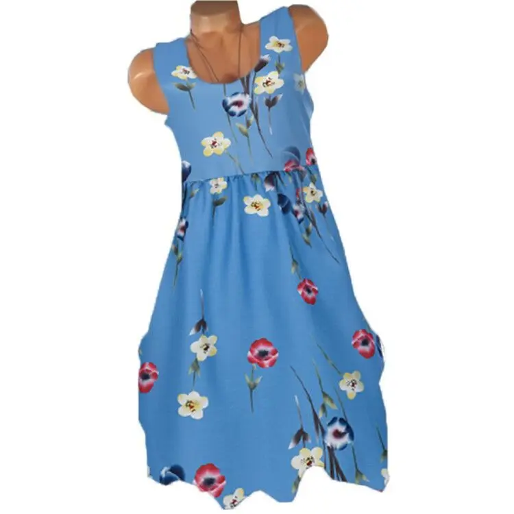 Женское платье большого размера Новинка лета 2019 модное с круглым вырезом и