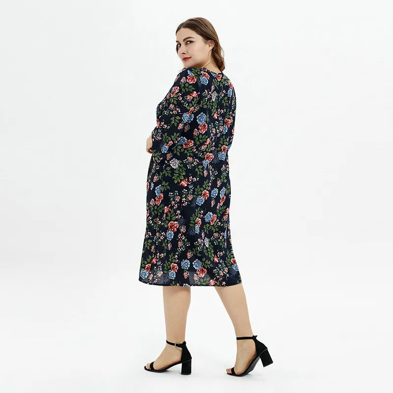 Летнее платье больших размеров L XXXL 2019 повседневные свободные платья с рукавом 3/4
