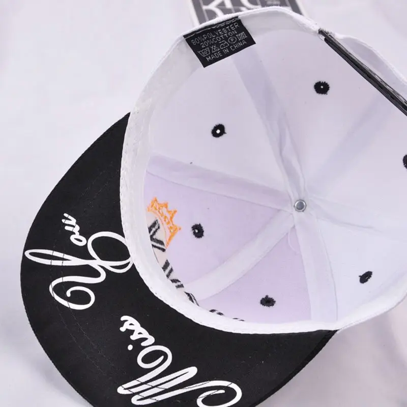 Child Kids Lucky Letter Crown Embroidery Baseball Cap Cartoon Hip-Hop Wide Flat Bill Sunscreen Adjustable Snapback Sun Hat 2-8T
