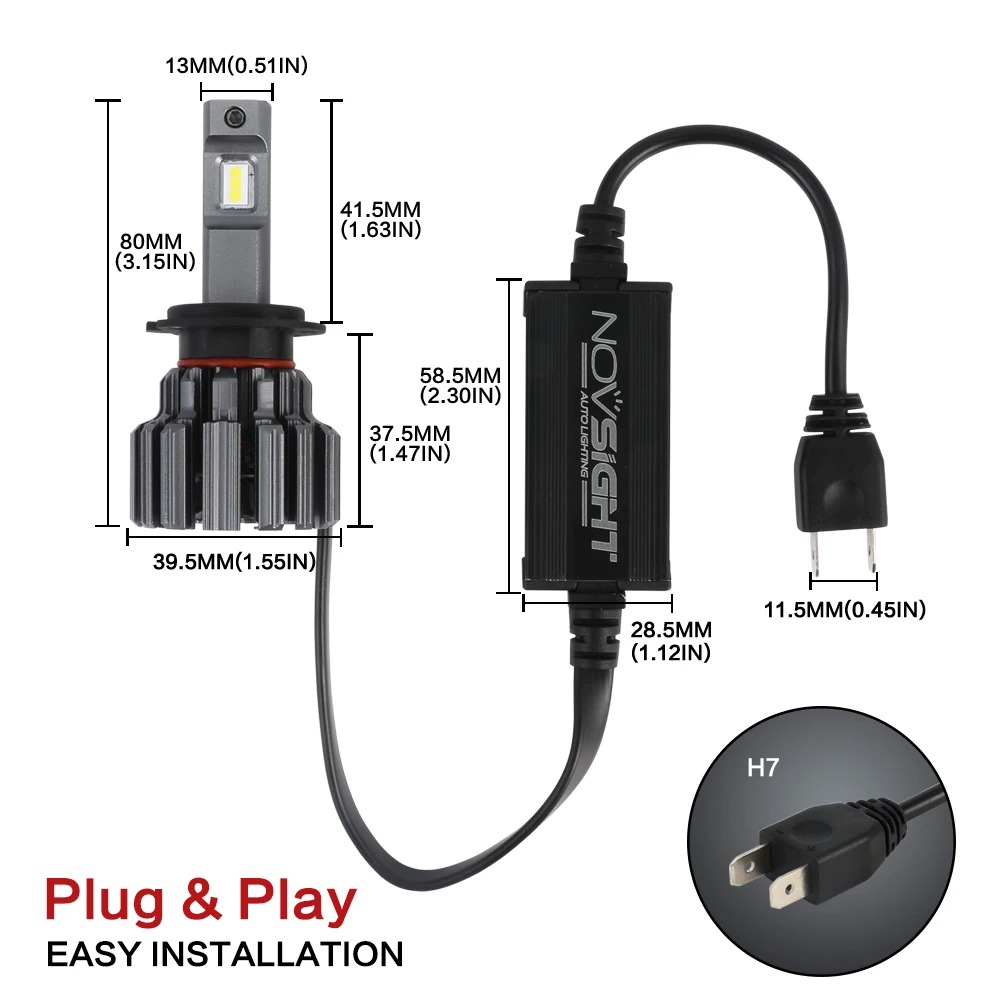 NOVSIGHT светодиодный H4 H7 H11 9006 9005 Автомобильные фары лампы 70W 15000LM светодиодная фара головного света автомобиля белый 6000K 12V 24V Противотуманные фары