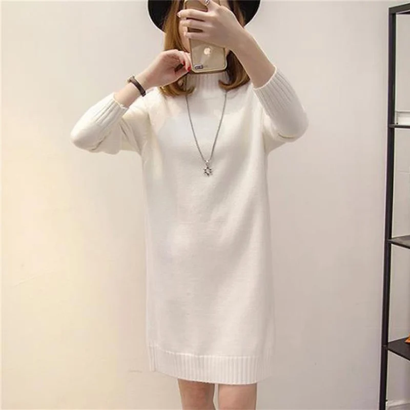 2019 High Quality Women Autumn Winter Sweater Long Knitted 7 Colors Available Female Turtleneck Warm Ladies Casual Jumper | Женская