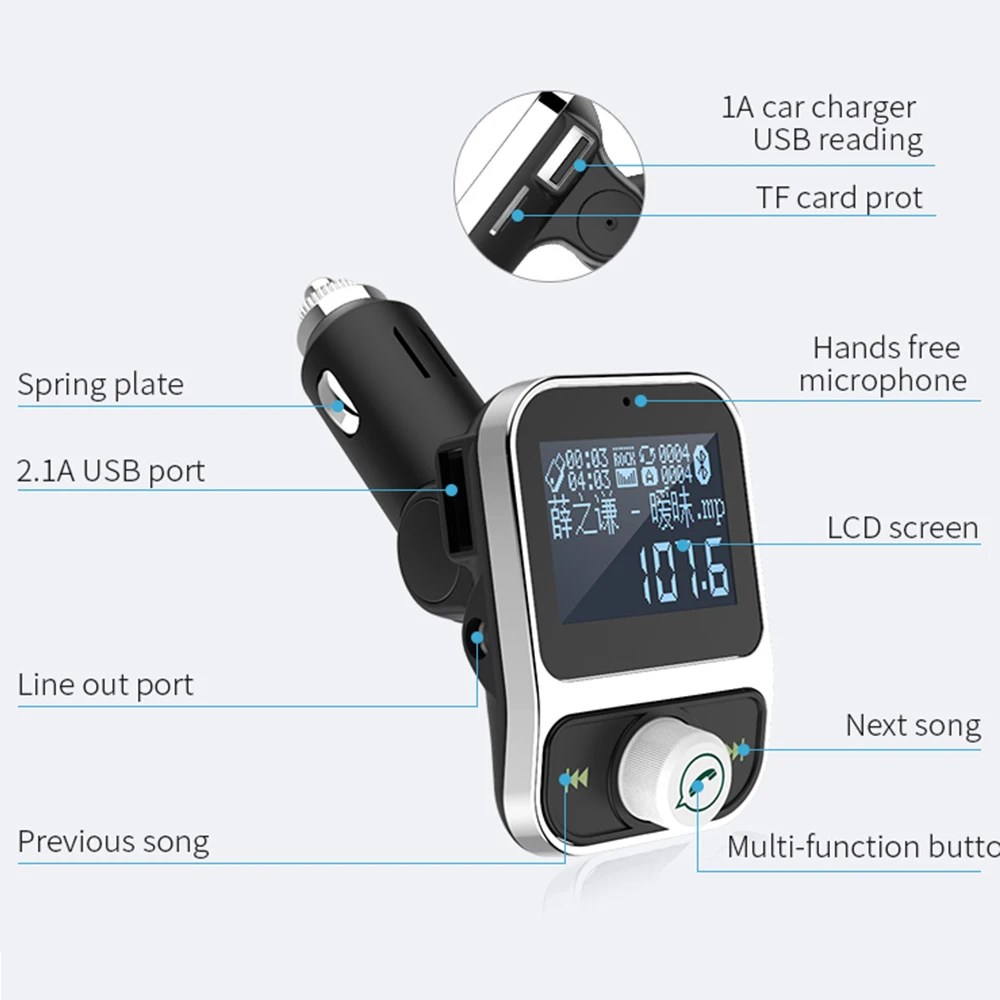 Автомобильный MP3 плеер Bluetooth комплект громкой связи U диск TF карта FM передатчик