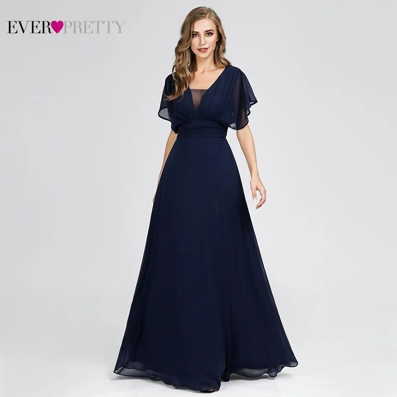 Элегантные Длинные Выпускные платья Ever Pretty A-Line V-образным вырезом с коротким