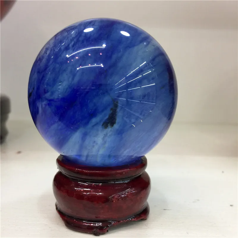50-60mm Beautiful Blue Melting Quartz Crystal Sphere Ball Energy Stone Healing Polished Crystal Home Decoration Gift