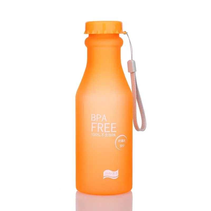 Frosted orange JOUDOO 500 мл портативная Герметичная Бутылка Для Воды на открытом воздухе Велосипедный спорт Питьевая небьющаяся пластиковая бутылка для воды 10 - Цвет: Frosted orange