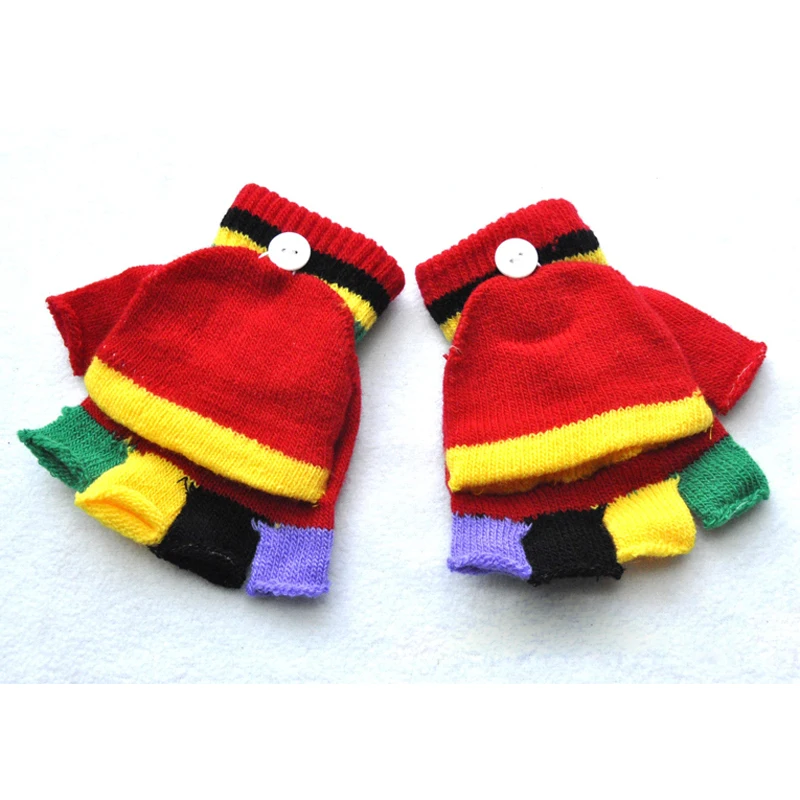 

5-15 Years New Thicken Warm Infant Baby Boys Girls Winter Warm Gloves Newborn Patchwork Color Mittens Kids Knitted Gloves XL186