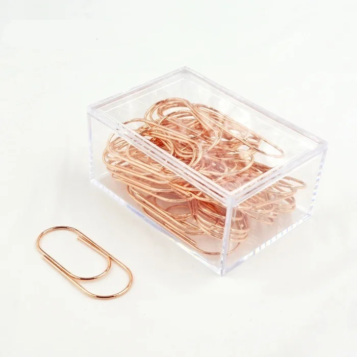 

Luxury 50pcs/box 50mm Rose Gold Pink Paperclips Electroplating Metal Paper Clips Photo Clip Paper Clips Decorative Stationary