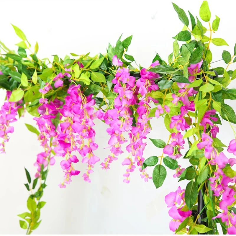 Xuanxiaotong 180 см Wisteria Искусственные цветы из ротанга Свадебные цветы украшение арки Настенный декор поддельные цветы лозы