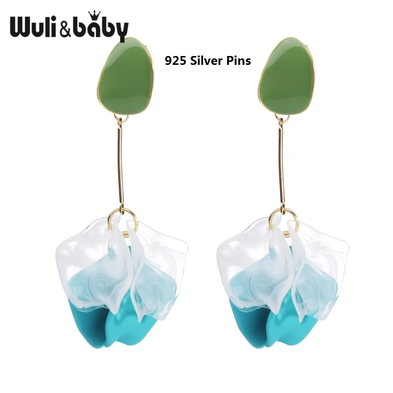 Серьги капли Wuli & baby зеленый оранжевый желтый цветок новые серьги в Корейском