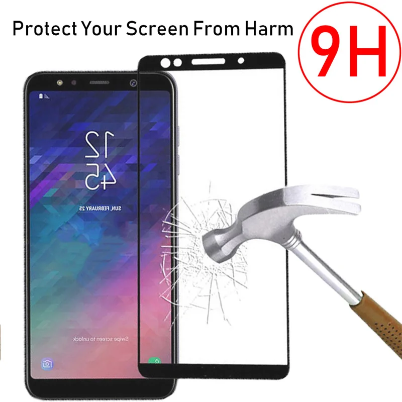 С уровнем твердости 9 H Стекло для Samsung Galaxy A7 2018 мягкий чехол из закаленного Экран