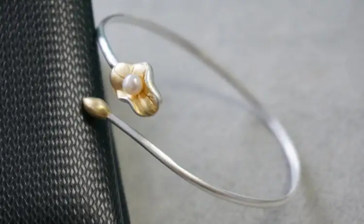 Чистое серебро индивидуальный дизайн один из видов 925 пробы браслеты двухцветный