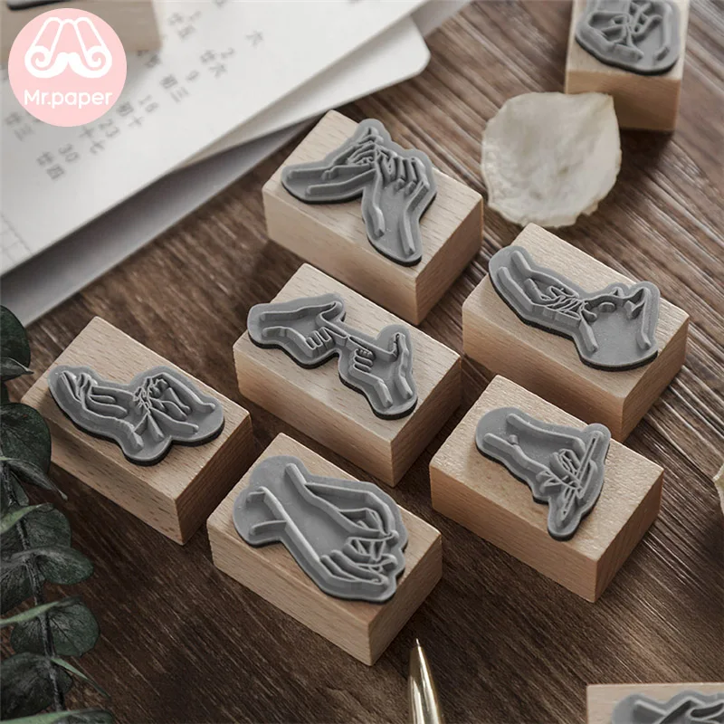 Деревянные и резиновые штампы Mr Paper деревянные в минималистичном стиле для