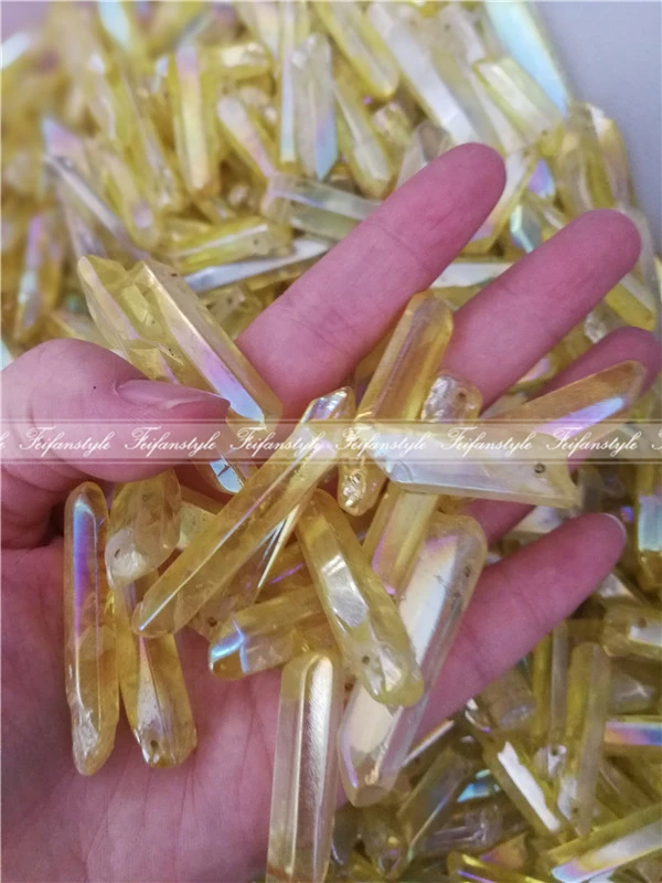 Yellow 1 шт. редкий фиолетовый топаз аура лемурийские семена кристалл кварца камни точечный образец натуральные камни и минералы - Цвет: Yellow