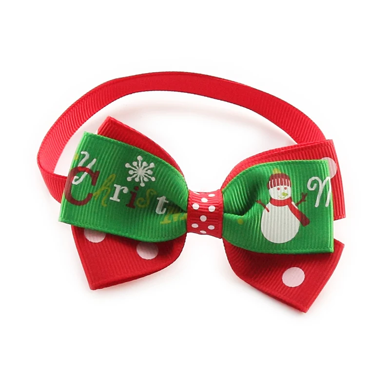 

50Pcs Armi store Handmade snowman pattern Dot Red Ribbon Dog Tie Dogs Christmas Ties Bow 6033032 Pet Accessories Wholesale