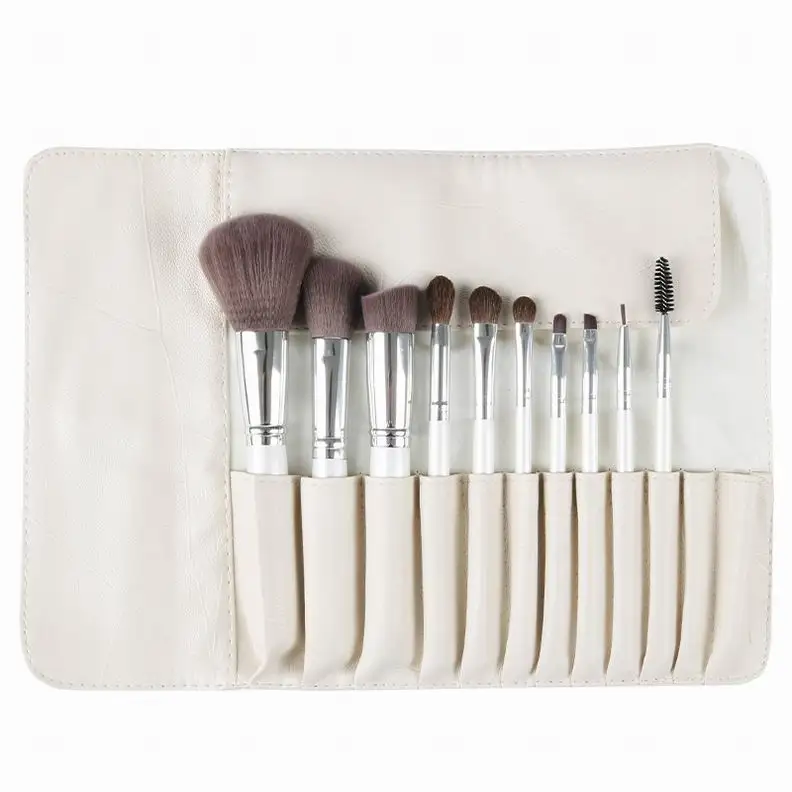 10pcs White with Bag RANCAI 10 шт. набор кистей для макияжа Косметическая основа под макияж набор кистей высокого качества тени для век пуховка для пудры - Handle Color: 10pcs White with Bag