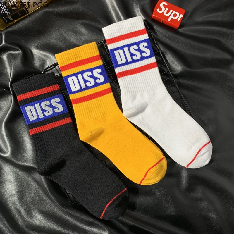 Harajuku Designer Independent Socks Men And Women INS Fashion Hip Hop Street Socks Cool DISS Letters