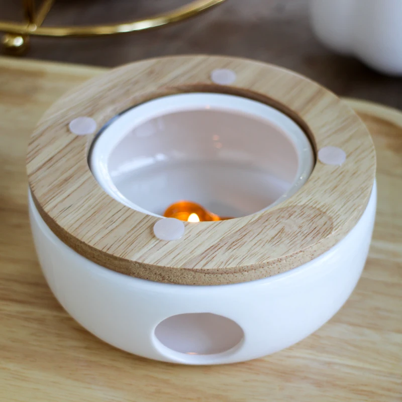 

Brief White Ceramic Warm Tea Stove Candle Heating Coffee Milk Flower Tea Base Shelf Kung Fu Tea Set Accessories Teapot Holder