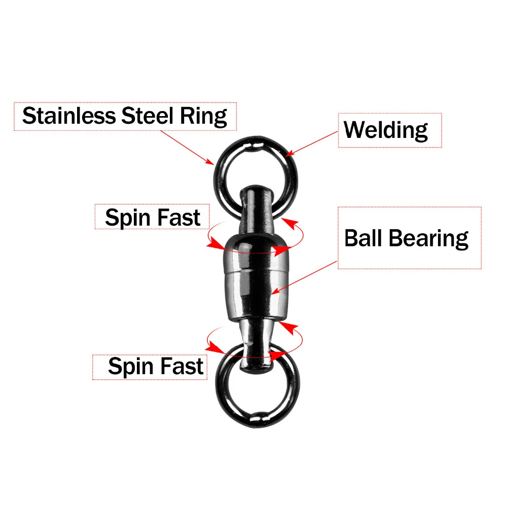 5pcs/bag Ball Bearing Swivel Barrel Fishing Rolling with Solid Ring #1-#5 Stainless Steel Connectors | Спорт и развлечения
