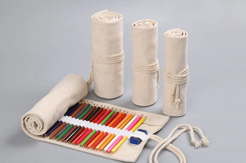 36 Holes Canvas School Pencil Case 12/24/36/48/72 Holes Roll Pencilcase Large Multi Penal for Girls Boy Pen Bag Stationery Pouch Supplies - Цвет: 36 Holes